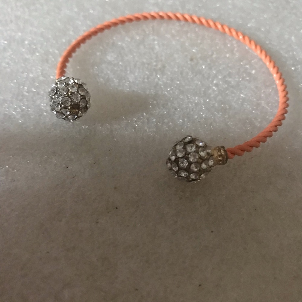 Crystal-Embellished Coral Twist Cuff Bracelet